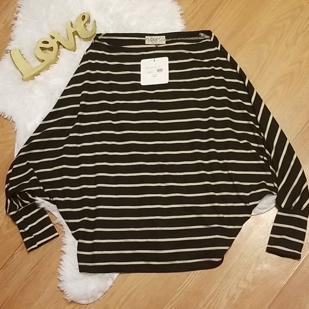 Blooms in the City Striped Long Sleeve Sz …